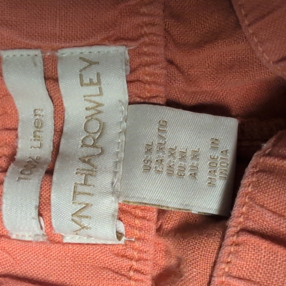 Cynthia Rowley Orange Linen Pants. - Picture 3 of 9